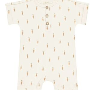 Quincy Mae Cream Romper with Carrot Print